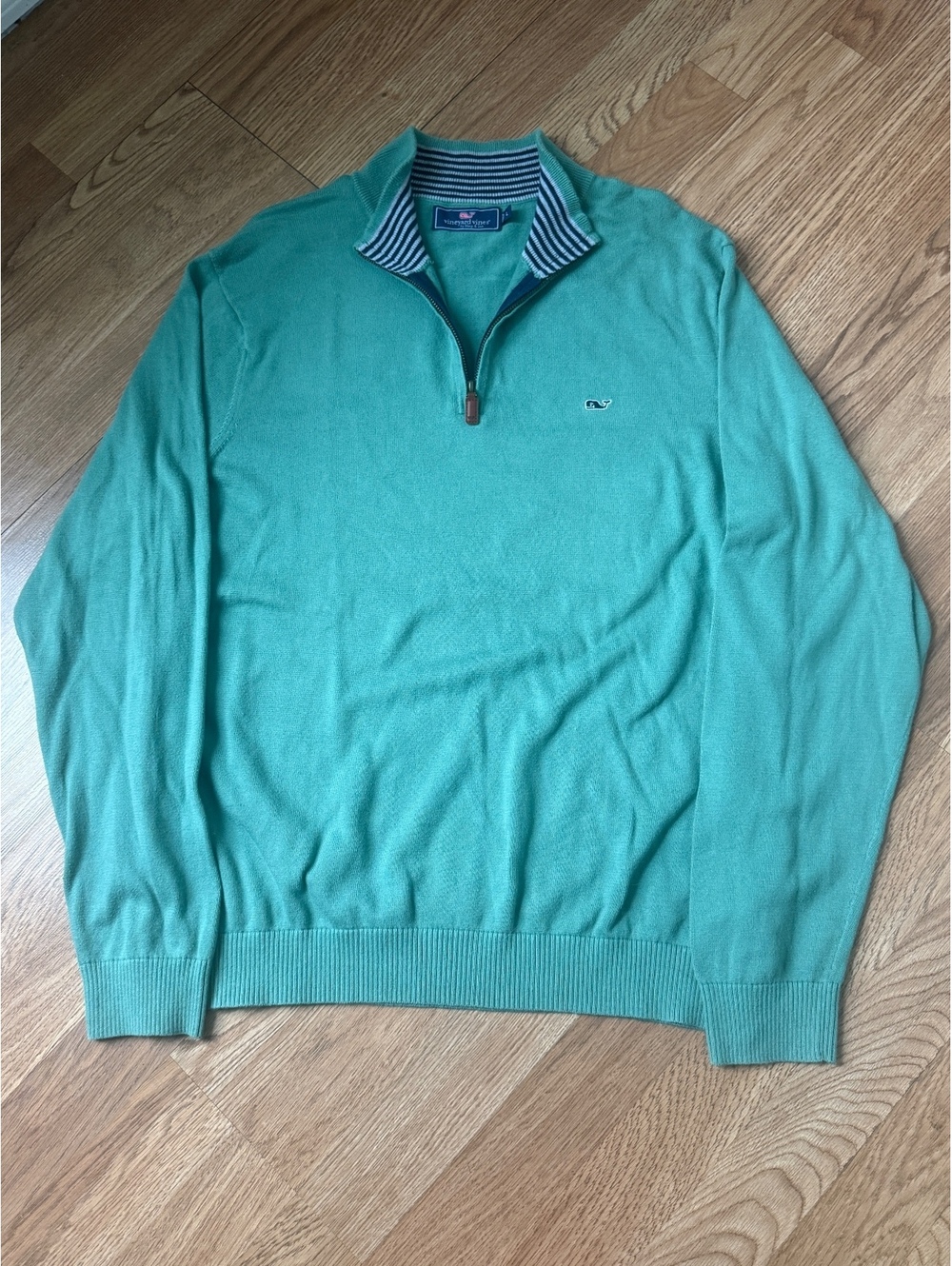 vineyard vines men's green quarter zip sweater size large
